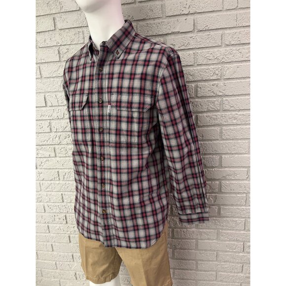 Carhartt Relaxed Fit Men Gray Red Long Sleeve Button Down Plaid Shirt Size M - Picture 5 of 11